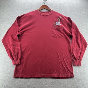 THE DISNEY STORE T-Shirt Goofy Baseball Long Sleeve Pocket Embroidered Sz L (A5)